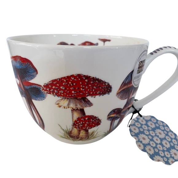 Mushroom Coffee Mugs Tea Cups Bluebird and Willow Bone China 4-pc - Picture 12 of 16